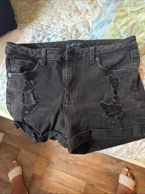Aeropostale Black Distressed Denim Jean Shorts
